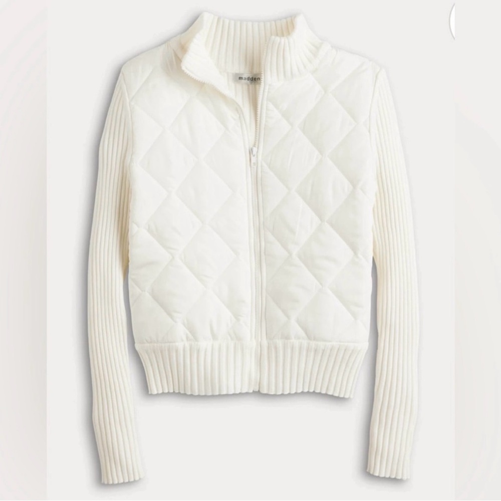 Madden Girl White Quilted Jacket, Size M - NWT
